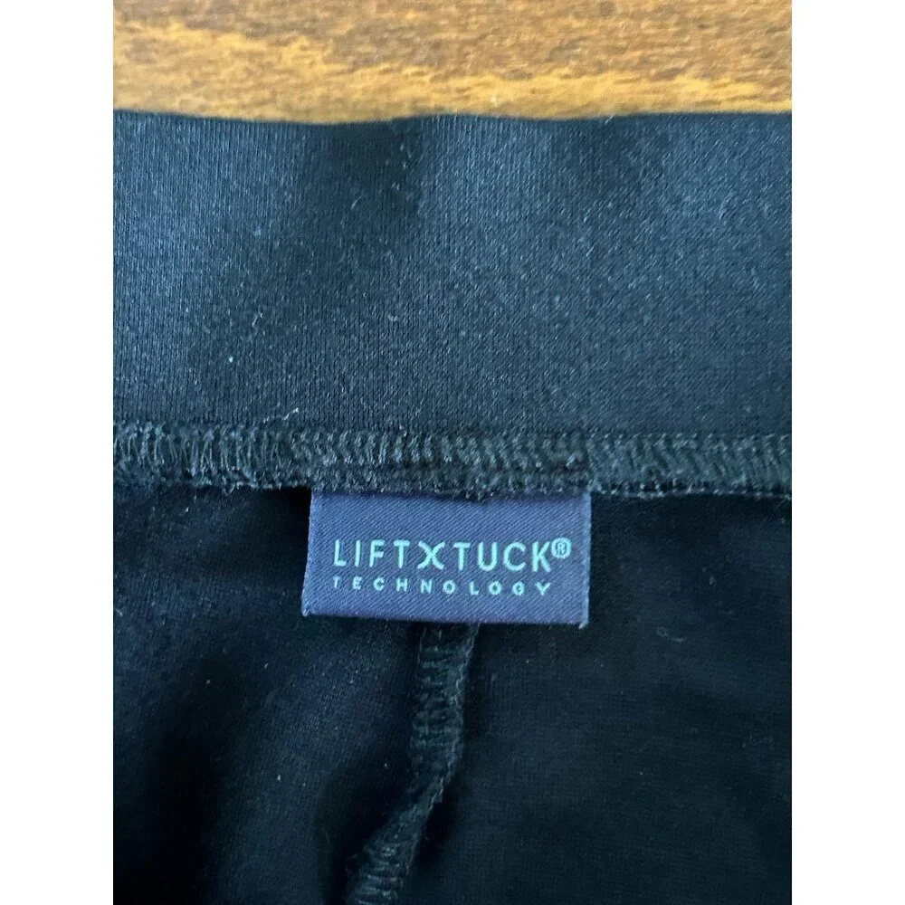 NYDJ Plus Faux Leather Front Leggings Black Pull On Stretch Goth Lift Tuck Sz 14